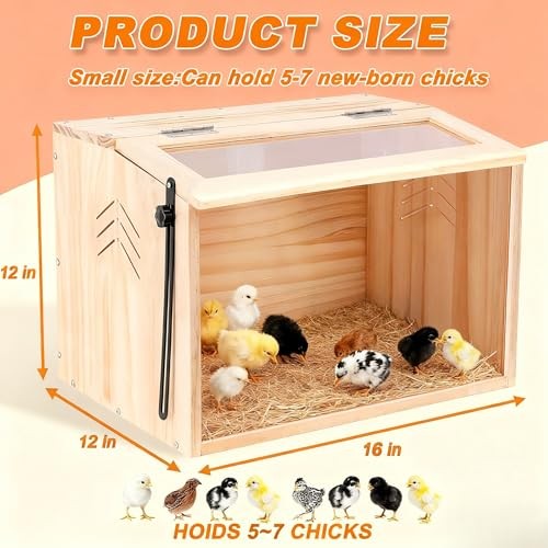 Chick Brooder Box,Brooder Box for Chicks,16"Lx12"Wx12"H, 16"L x 12"W x 12"H.