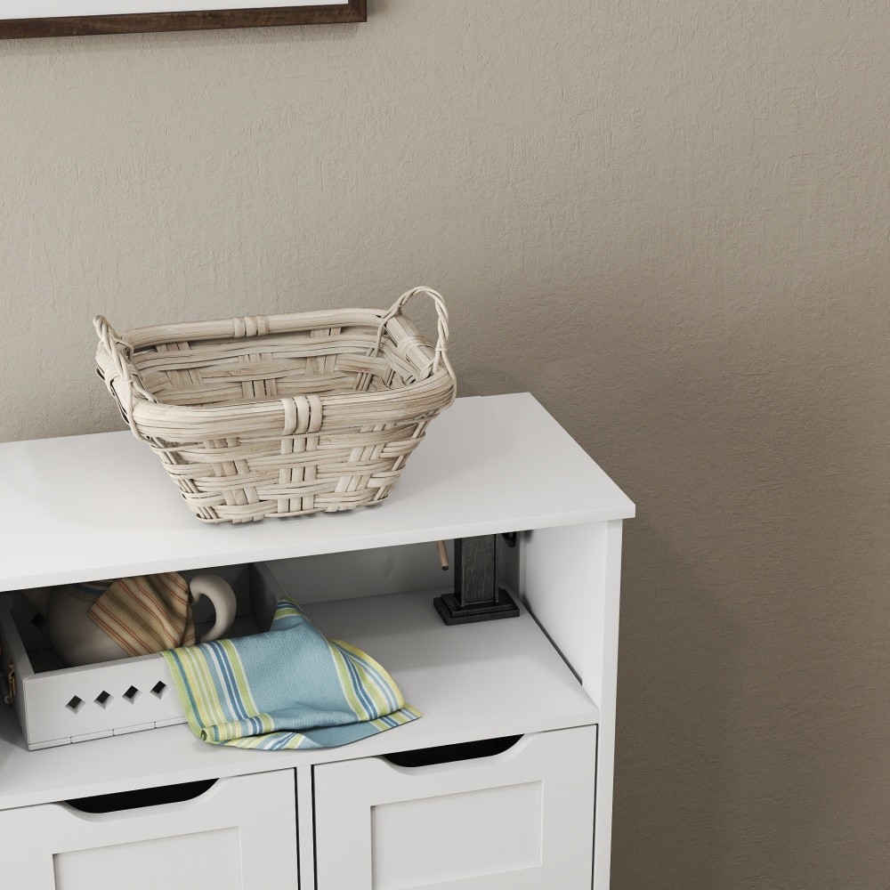 Multi-Purpose Storage Cabinet Double Doors Features Adjustable Shelves
