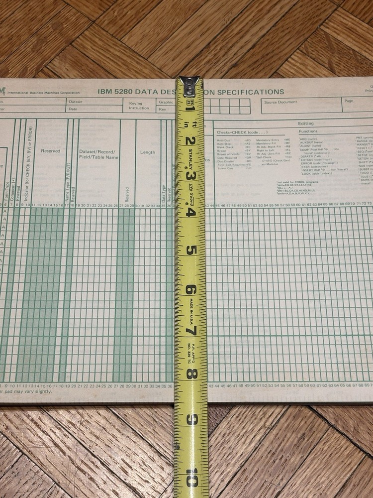 Vintage IBM 5280 Data Description Specification Sheets - UNUSED BOOK