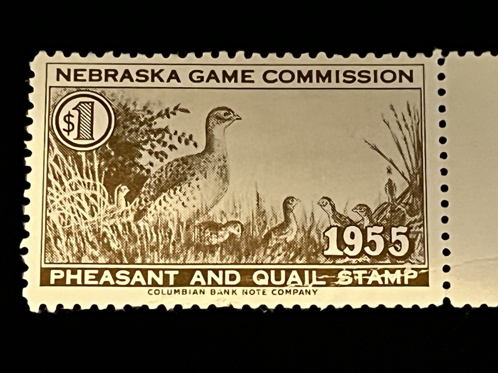 1955 NEBRASKA GAME COMMISSION PHEASANT AND QUAIL STAMP  OG