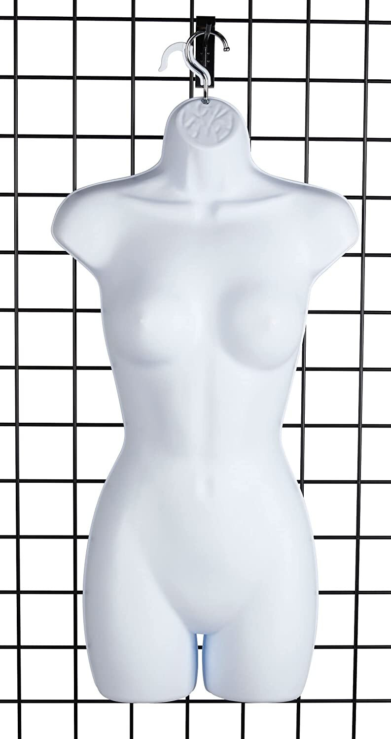 Clothing Form Hanging Female Display Torso Fits 5 to 10 Mannequin White Hollow