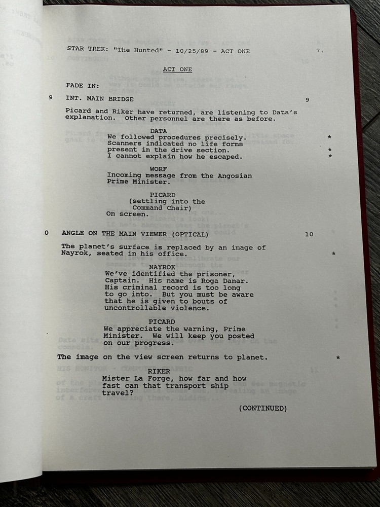STAR TREK Script The Next Generation The Hunted Final Draft October 25 1989