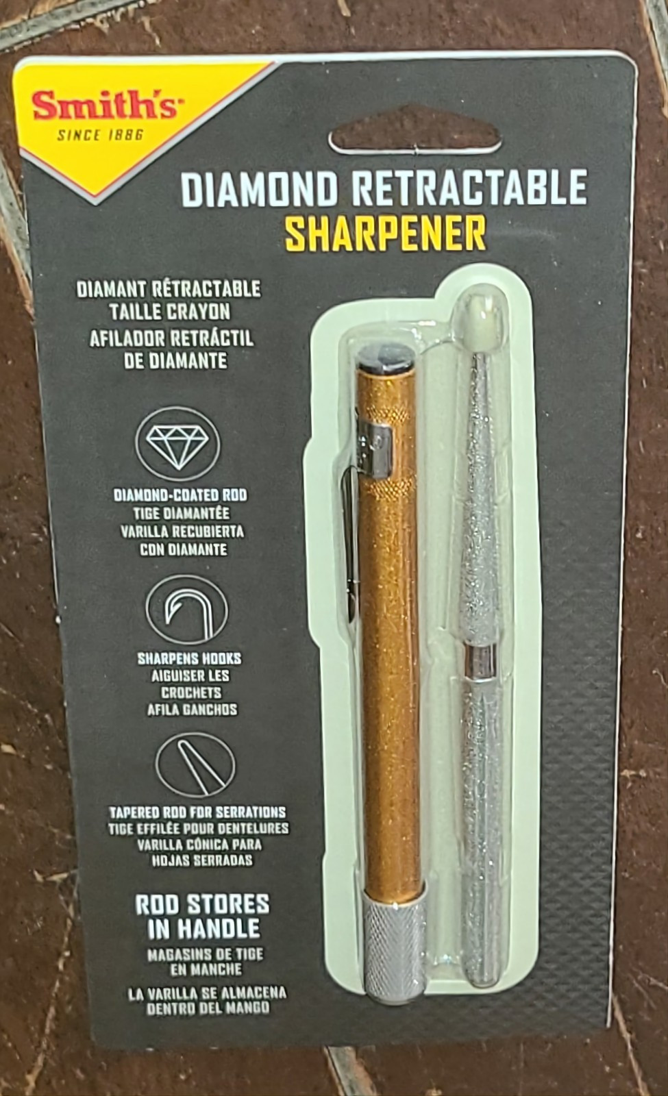 SMITH'S Diamond Retractable Sharpener with Storage Handle #DRET