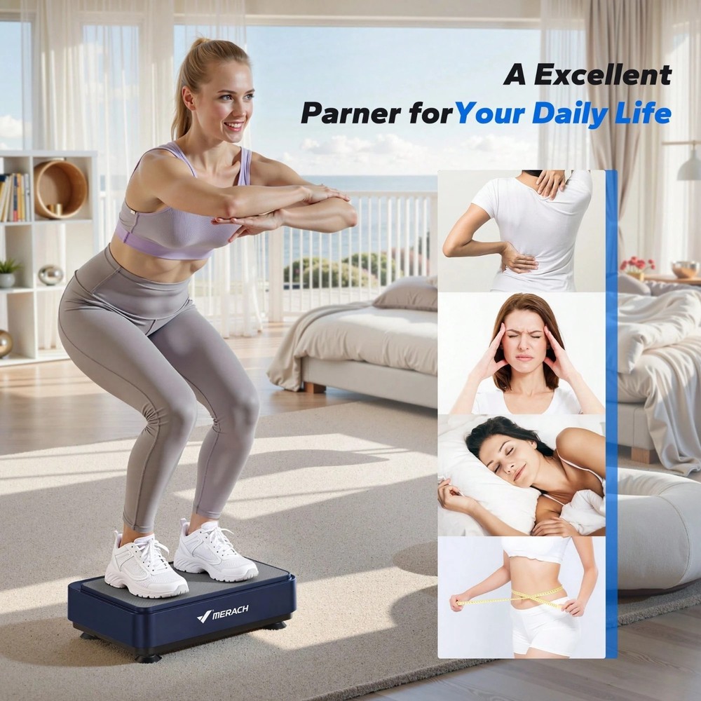 Mini Vibration Plate Exercise Machine Full Body Workout Platform Home Gym Blue
