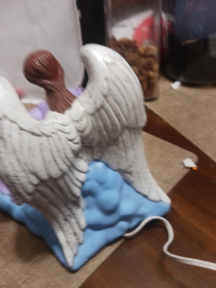 Ceramic Angle Playing Instrument Night Light With Wings Hand Painted