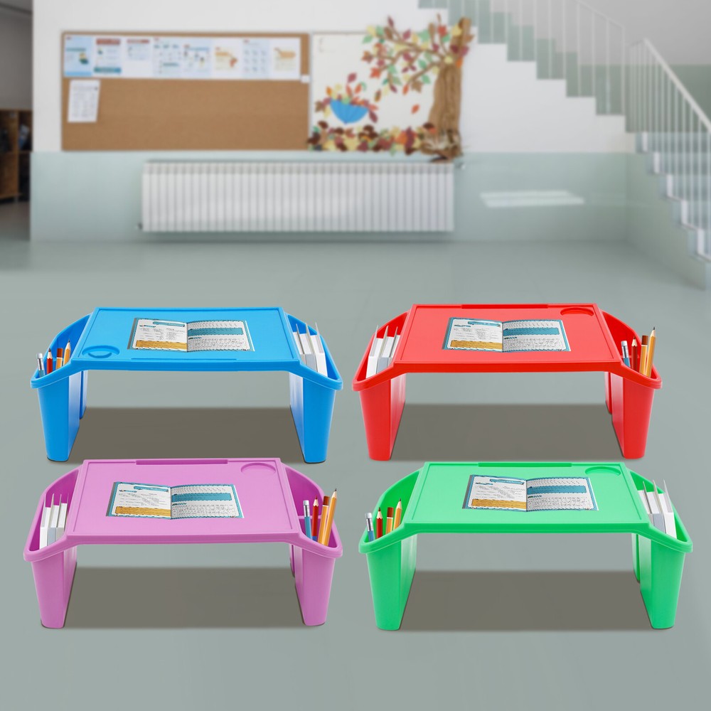 Kids Lap Desk, Portable Activity Tray with Side Storage, Stackable Plastic Desk