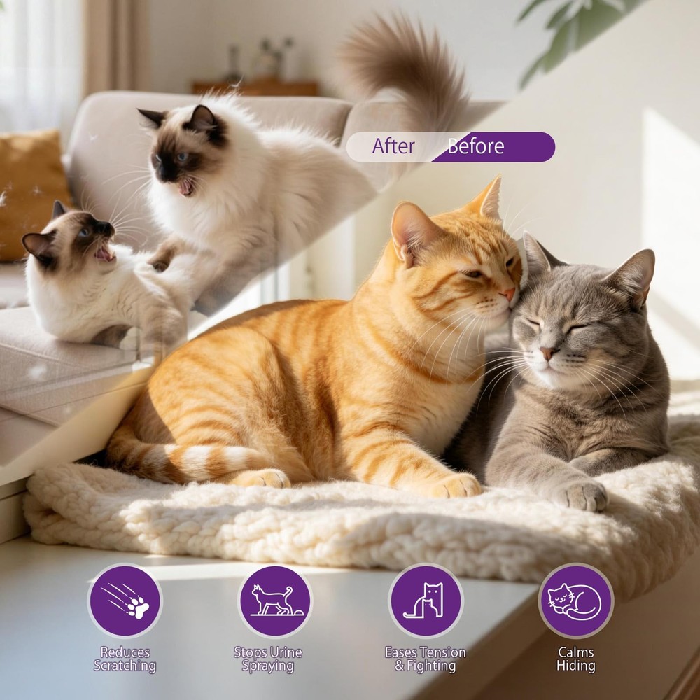 Cat Calming Pheromone Diffuser Set (Whole Home 3-Pack) – 3 Diffusers + 3 x 48...