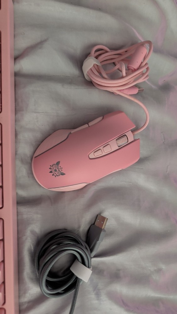 ONIKUMA C52 Gaming Pink Wired USB Keyboard & Mouse Bundle Plug & Play