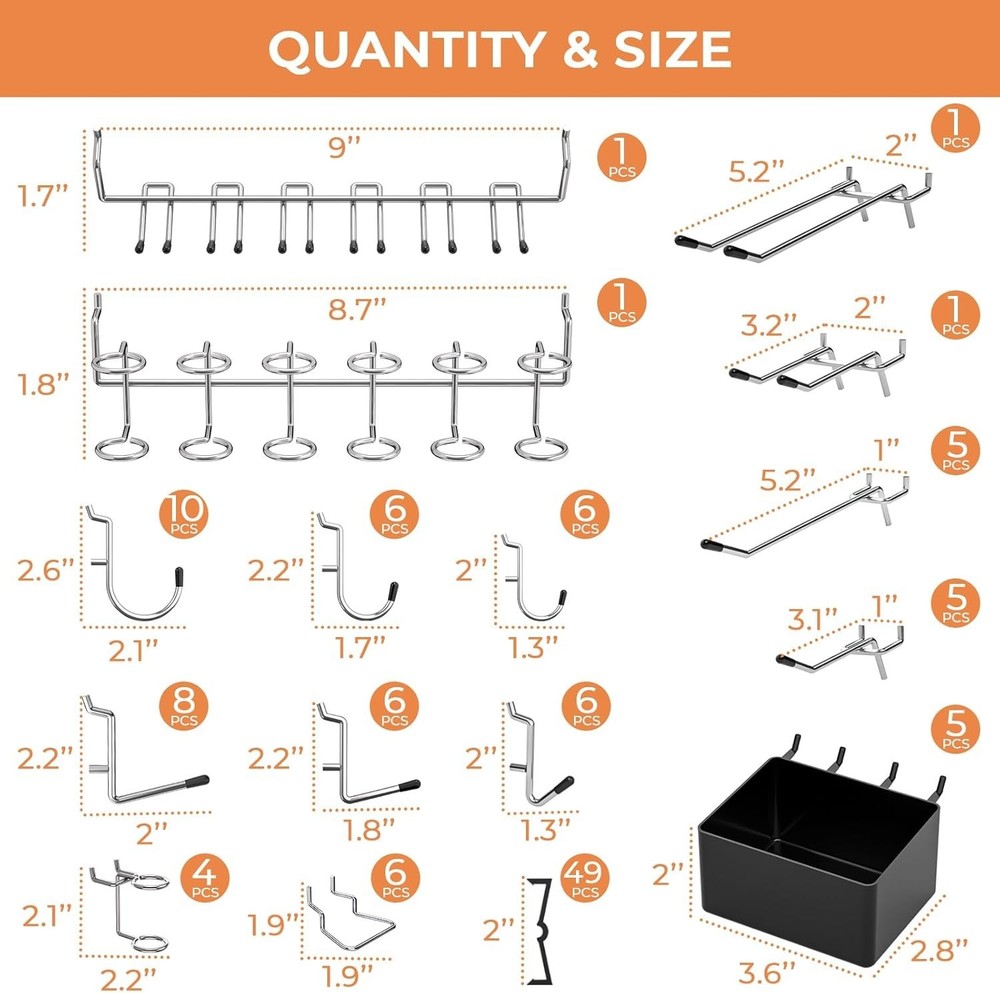 120PCS Heavy-Duty Pegboard Accessory Kit for Ultimate Tool Organization