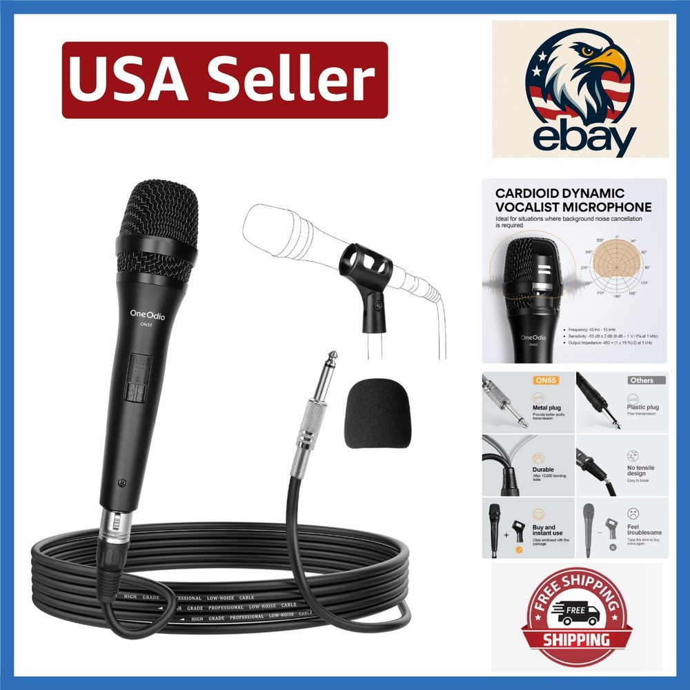 16.4ft XLR Wired Microphone with Cardioid Pattern for Superior Vocal Performance