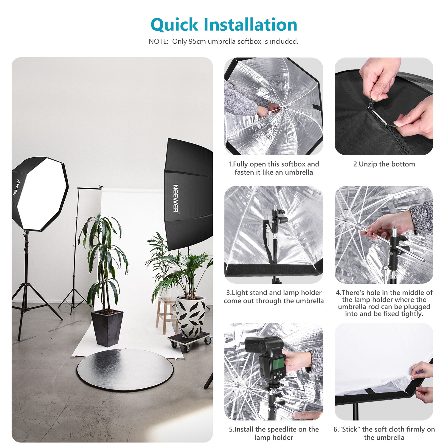 Neewer 37.5inches Octagon Softbox with Carrying Bag for Speedlite, Studio Flash