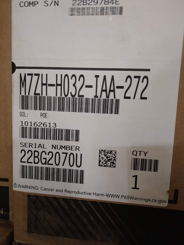 Copeland Emerson Compressor M7ZH-H032-IAA-272