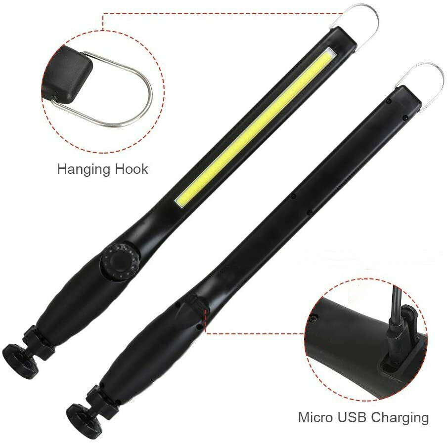 2 Pack USB Rechargeable LED COB Work Light, Slim & 360° Rotatable Magnet Torch