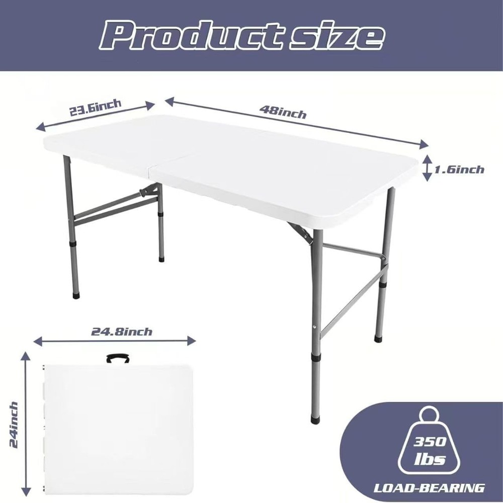 4FT Folding Table Portable Heavy Duty Rectangular Folding Utility Table Quick