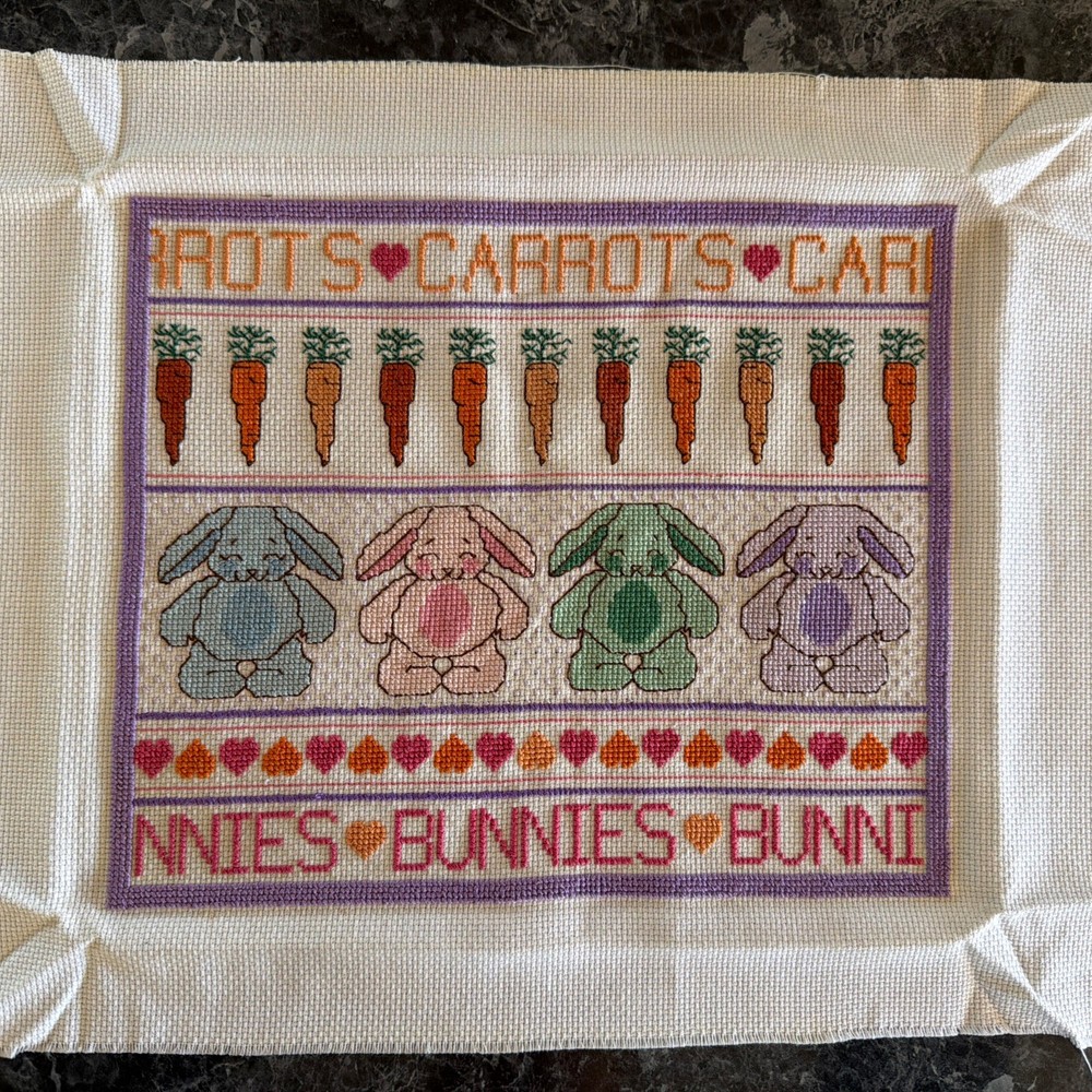 Bunnies & Carrots Sampler 17.5” X 13” Completed