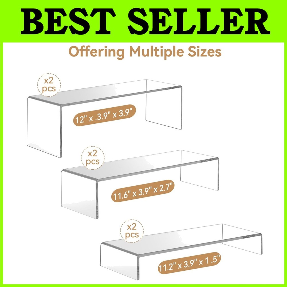 Clear Acrylic Retail Display Risers - 6 Pack
