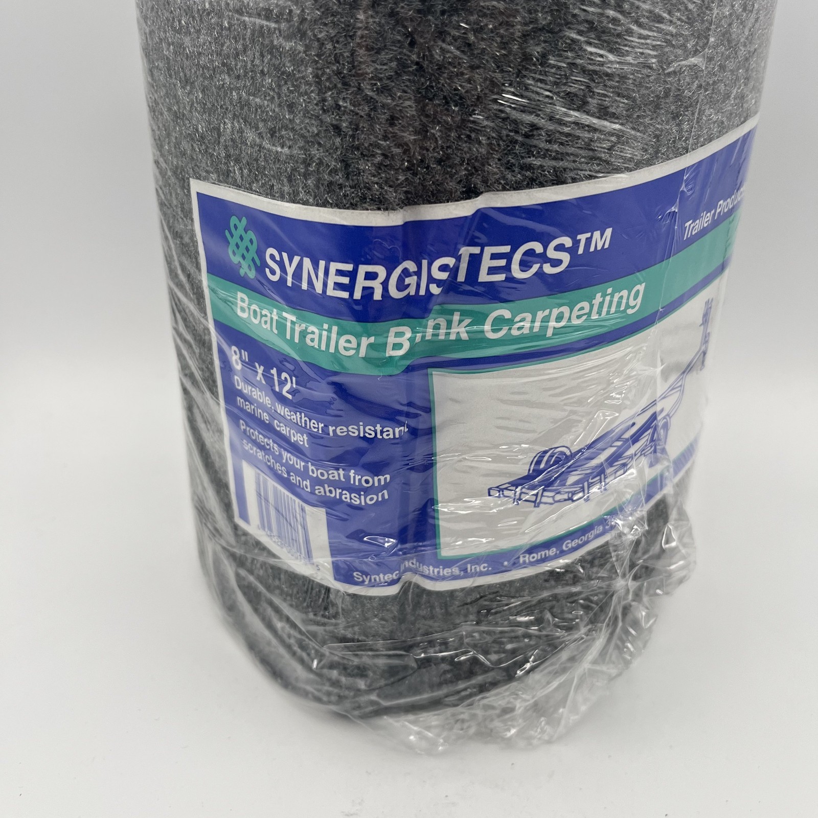 Syntec 8" x 12' Charcoal Trailer Bunk Carpeting for Boat Trailers - 16oz