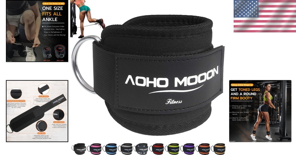 Nylon Ankle Straps with Neoprene Padding for Cable Machine Exercises
