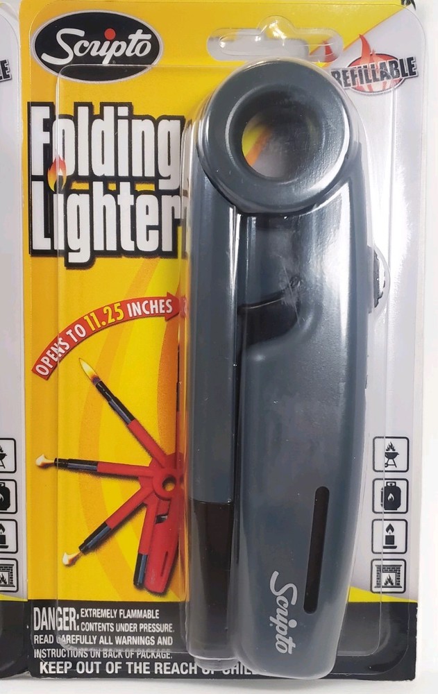 3 Scripto Lighters Foldable Refillable For Candle/Grill/Cigarette Foldable New