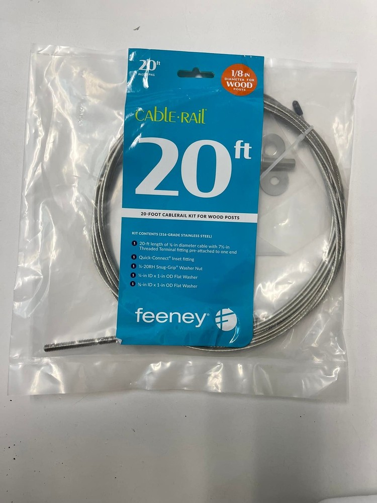 Feeney CR-6320-PKG Cable Rail Assemblies for Wood, 1/8, 20'