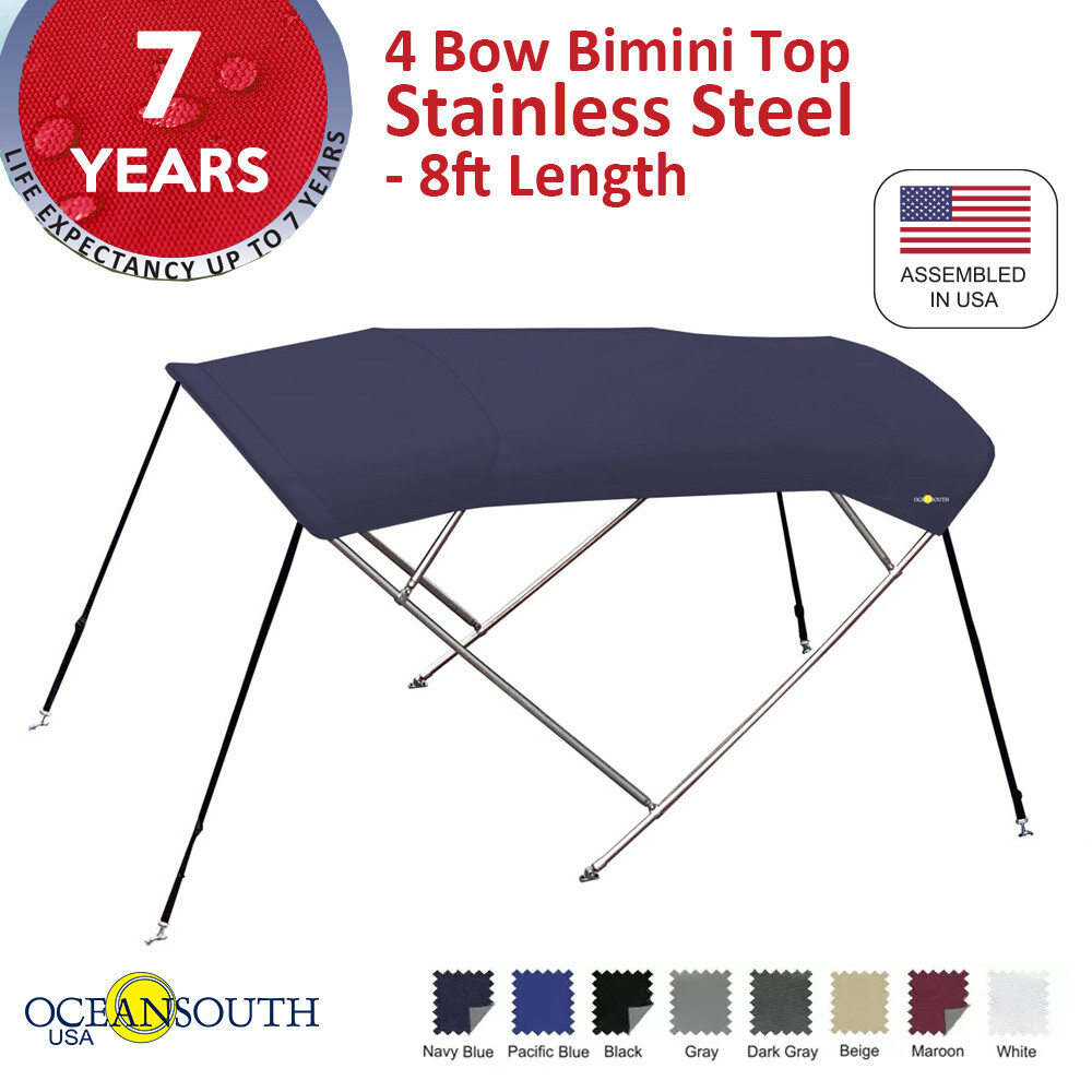 4 Bow BIMINI TOP Stainless Steel - 8ft Long | 54" Height