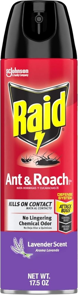 Raid Ant & Roach Killer Spray for Listed Bugs, Keeps Killing for Weeks, Lavender