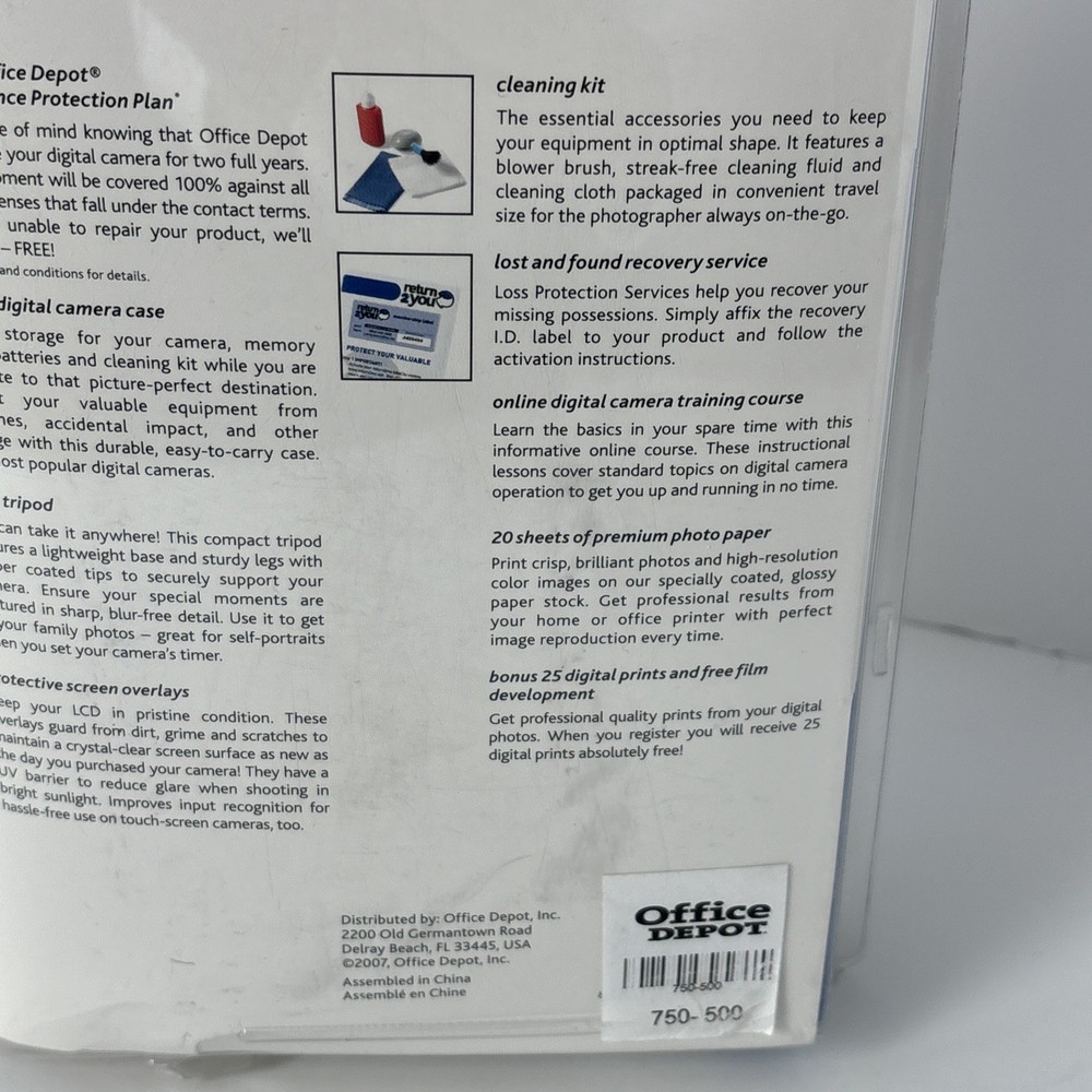 Office Depot Digital Camera Performance Protection Plan/Support Kit Sealed 2007