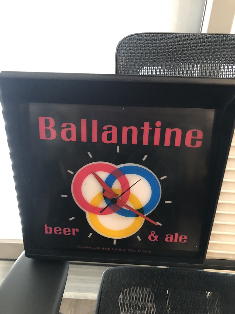 Ballantine beer lighted clock. Works.