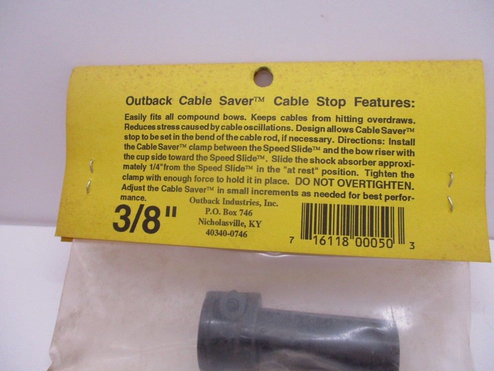 VTG NOS Outback Ind. Cable Saver Cable Stop for Compound Bow 3/8"