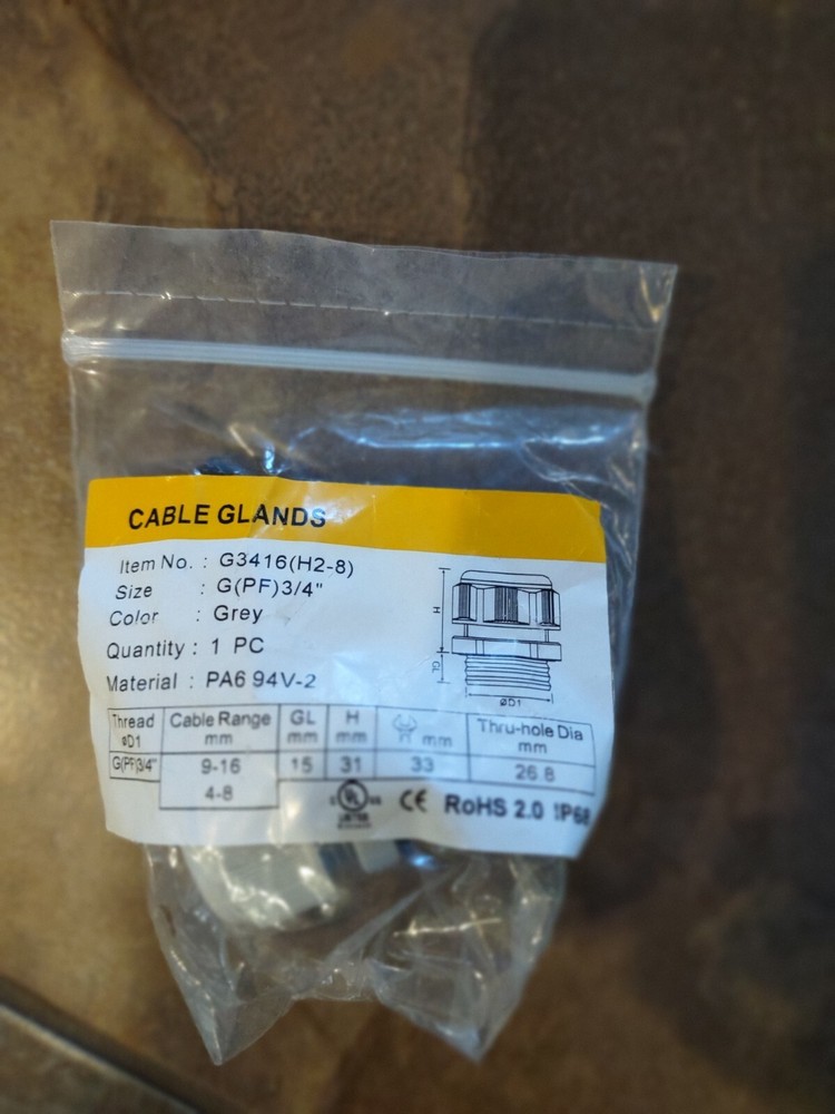 G3416 (H2-8) IP68 Cable Glands