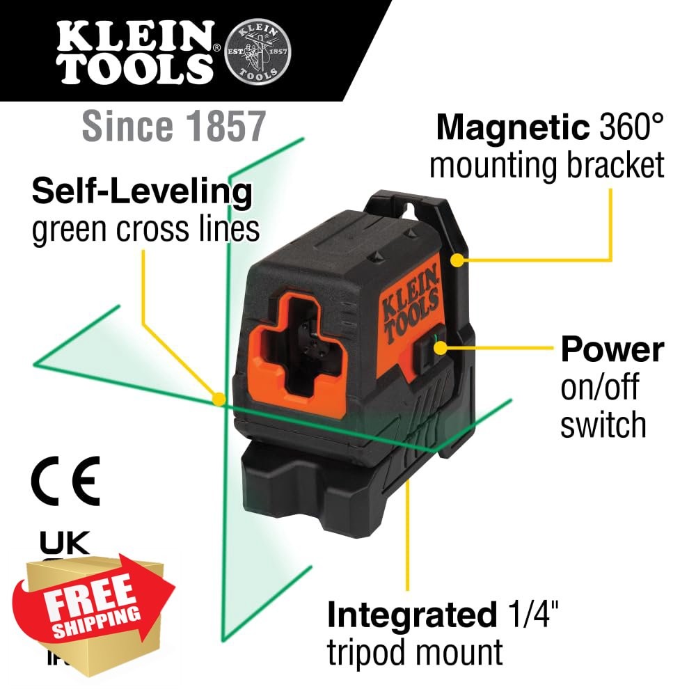 Klein Tools Green Laser Level Mini Cross-Line Leveling Alignment Tool