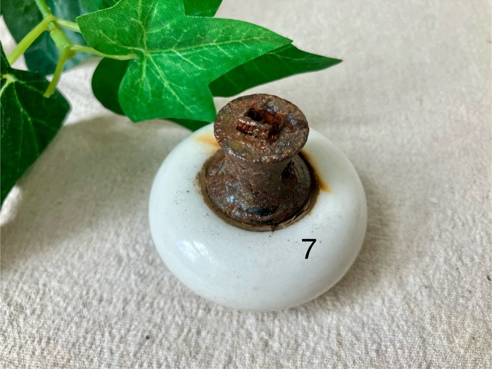 7 VTG Door Knobs White Porcelain Hardware Crafting Replacement As Found