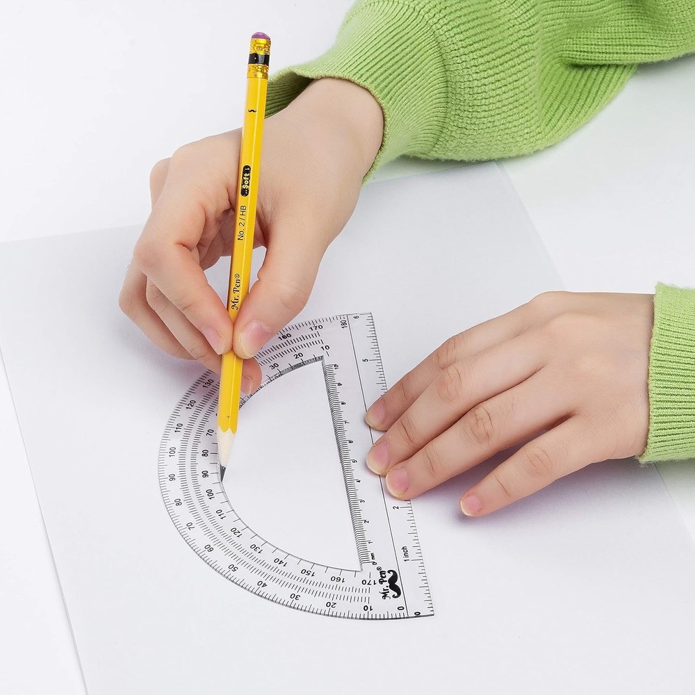 6-Inch Clear Plastic Protractor 3 Pack for Geometry - Precision Measuring Tool