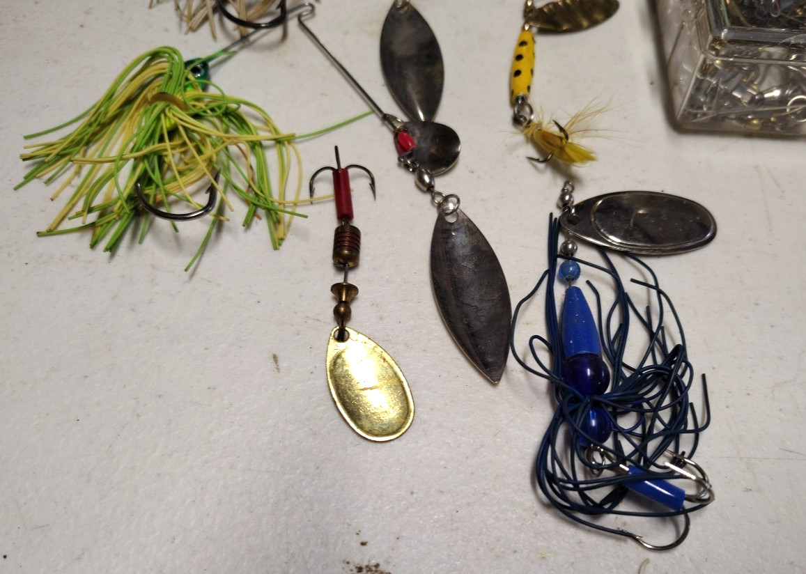 Fishing Supply Lot - Spinners, Line, Hooks, Bobbers, & More, New & Used (#2)