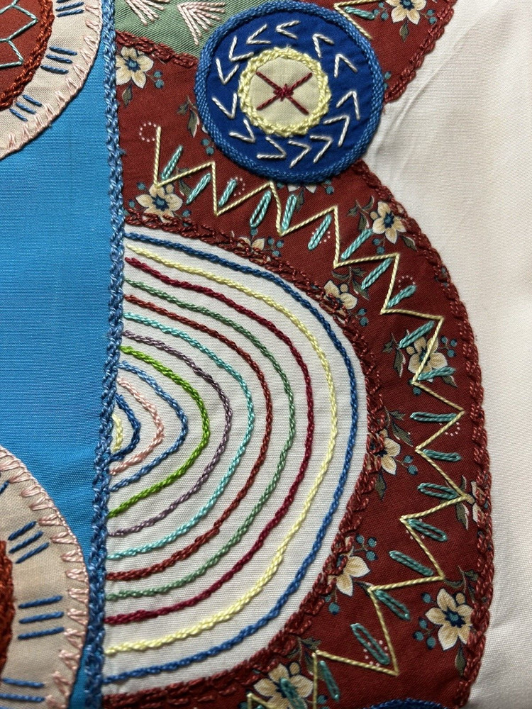 Handmade~Table Runner~Hand Embroidered~Patchwork Table Runner~ 16 .5" X 78"