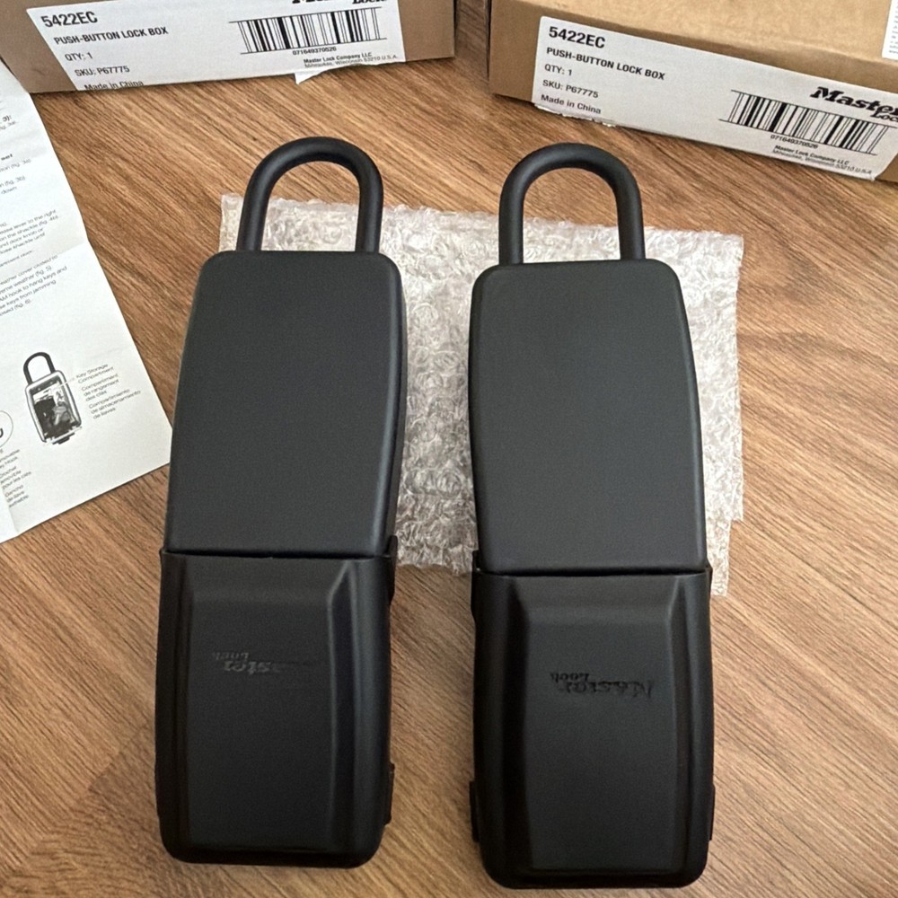 2 Master Lock Outdoor Key Lock Box Black Push Button Wall Mount Key Safe Storage