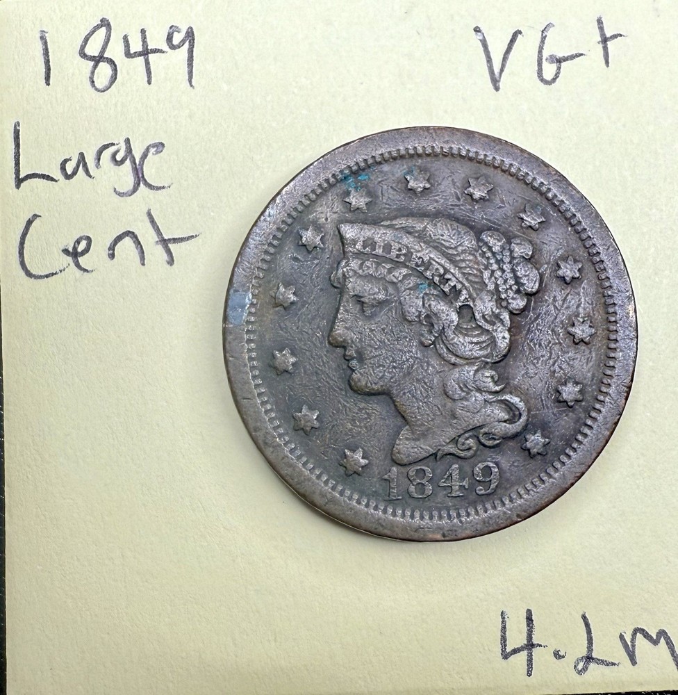 1849 Large Cent – Braided Hair U.S. Copper