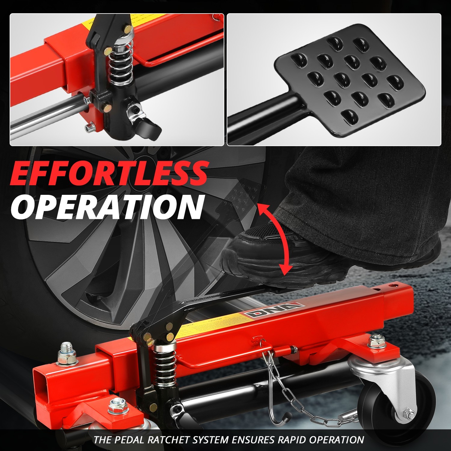 1500 lbs 12'' Car Wheel Tire Dolly Hydraulic Jack Set w/ Ratchet Foot Pedal 2Pcs