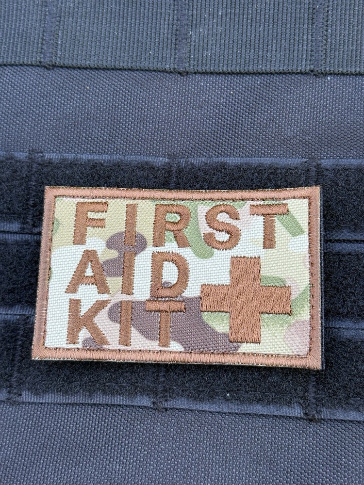 First Aid Kit Medic Logo Embroidered Tactical Patch Hook Loop Multicam