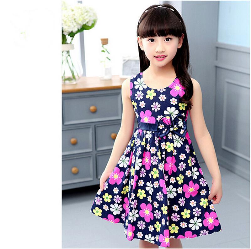 New Summer Floral Girl Dresses Girls Clothes Kids Cotton Dress Size