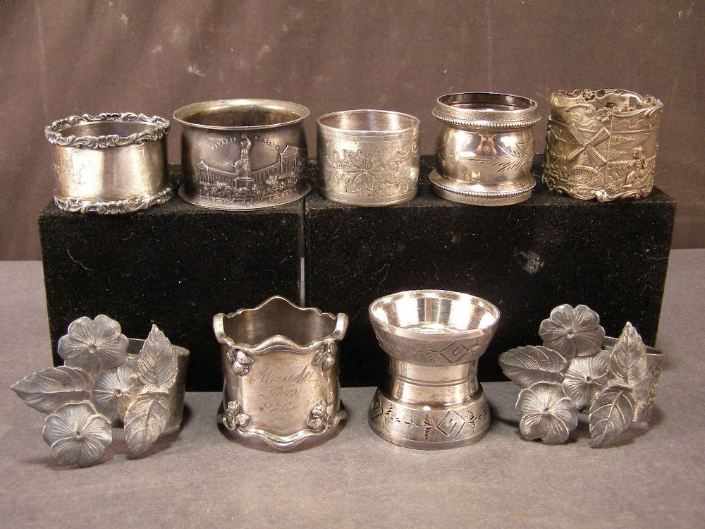 Victorian Silver Plate "DOUBLE EAGLE" Napkin Ring Engraved Holder Stand Figural~