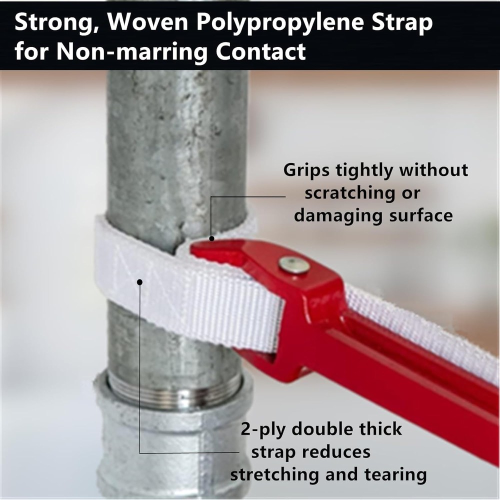 12" Adjustable Nylon Strap Pipe Wrench Opener Disassembly Tool Red