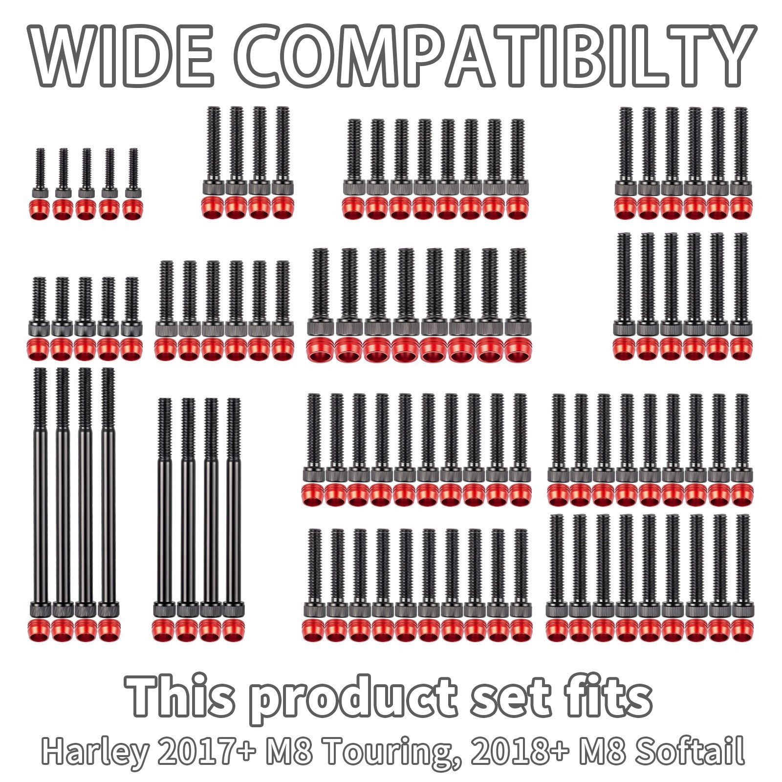 90pcs Stainless Engine Bolts Kits for Harley M8 Softail Touring Road Glide 2018+