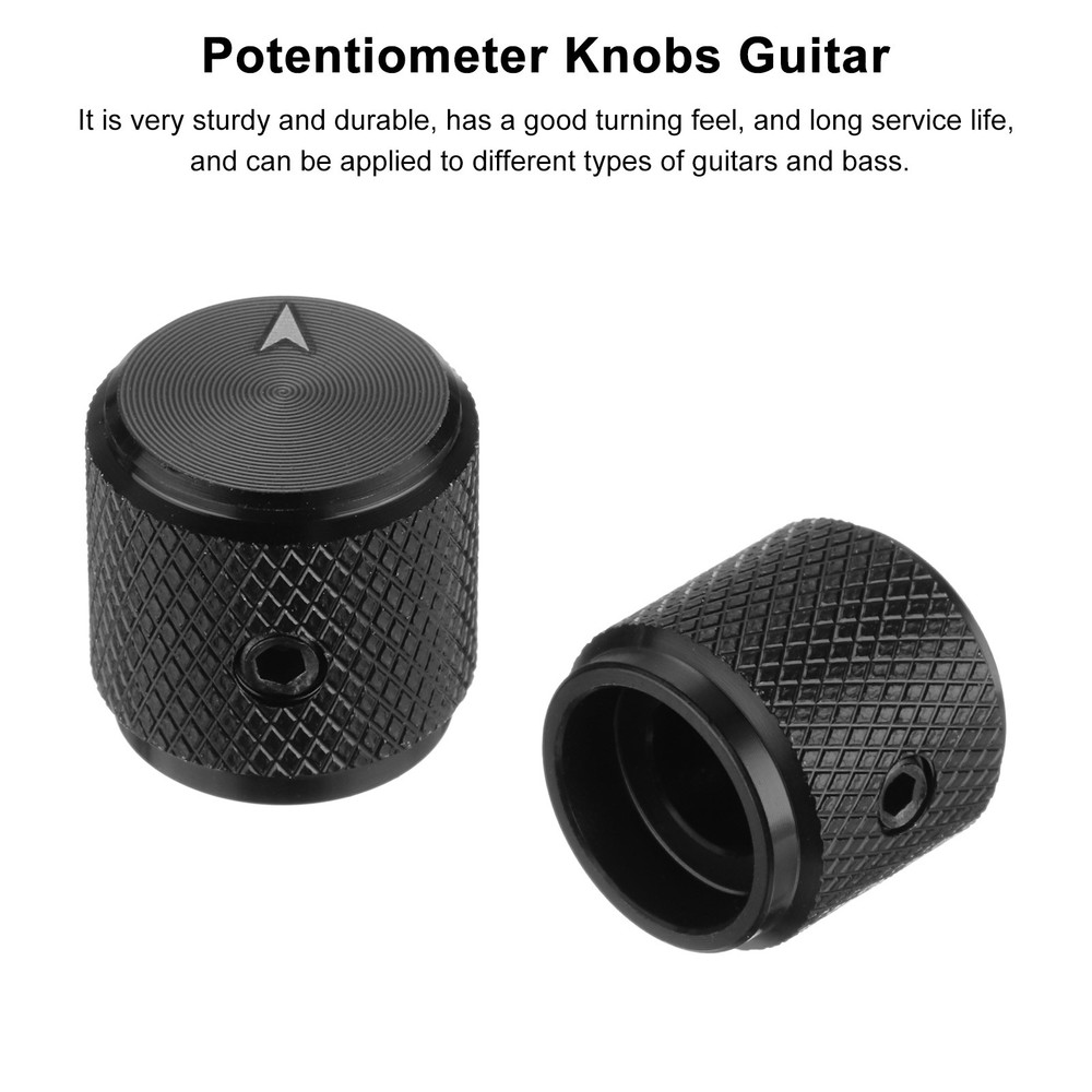 4Pack Guitar Knobs Metal 1/4" x 1/2" Potentiometer Knobs with Set Screw Black
