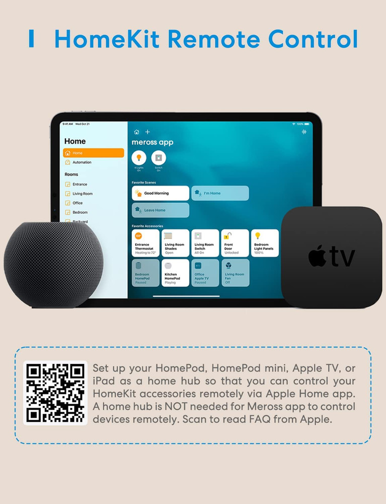 Meross Smart Plug Mini 15A WiFi Apple HomeKit Alexa Google Timer 4 Pack