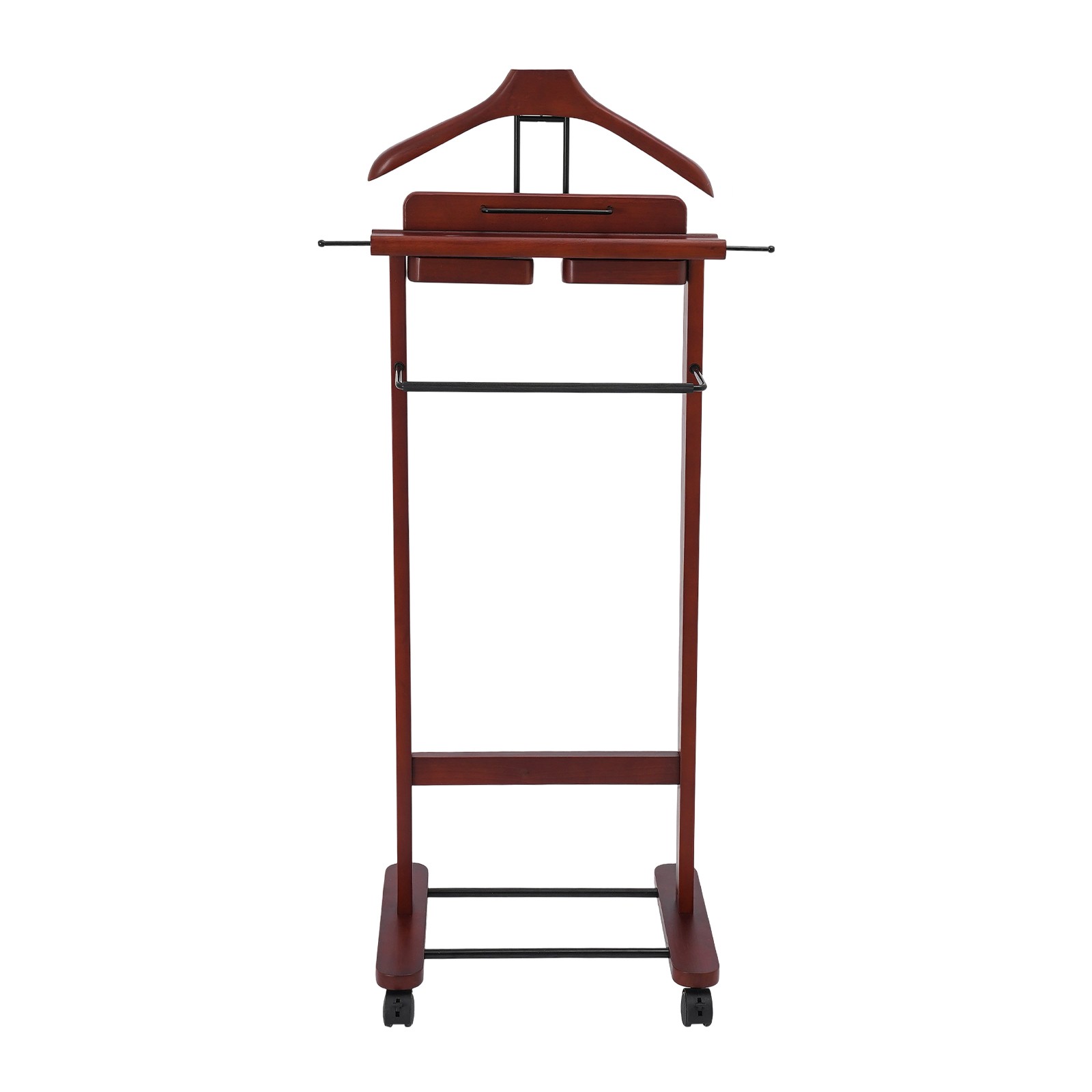 30kg Capacity Wood Suit Rack Freestanding Clothing Stand Suit Stand W/Wheels