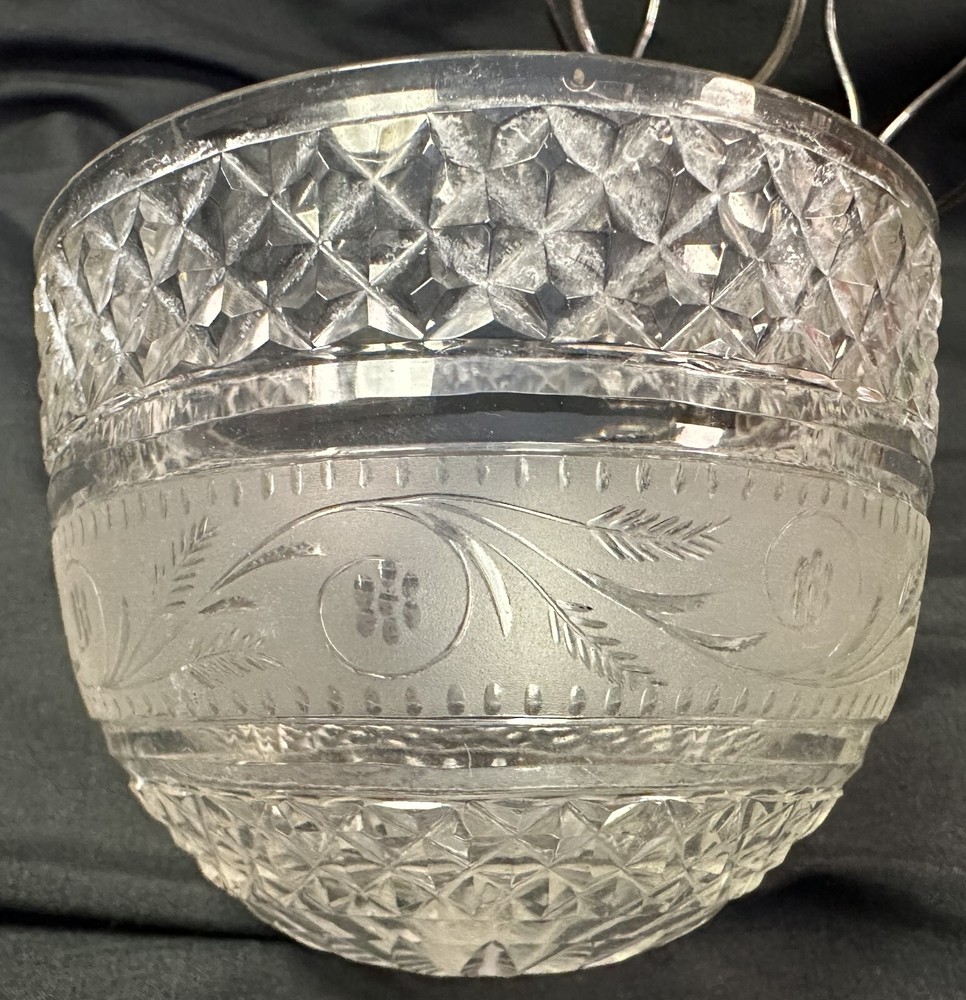 Antique Sterling Silver Compote Cut Crystal Insert