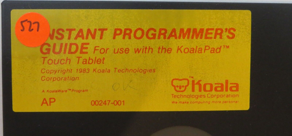 5.25" Floppy Disk KoalaWare INSTANT PROGRAMMER'S GUIDE for KoalaPad