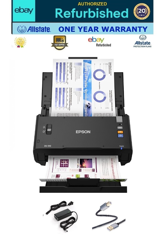 Epson WorkForce DS-510  Color Scanner Desktop Document Bundle🛡️eBay Refurbished