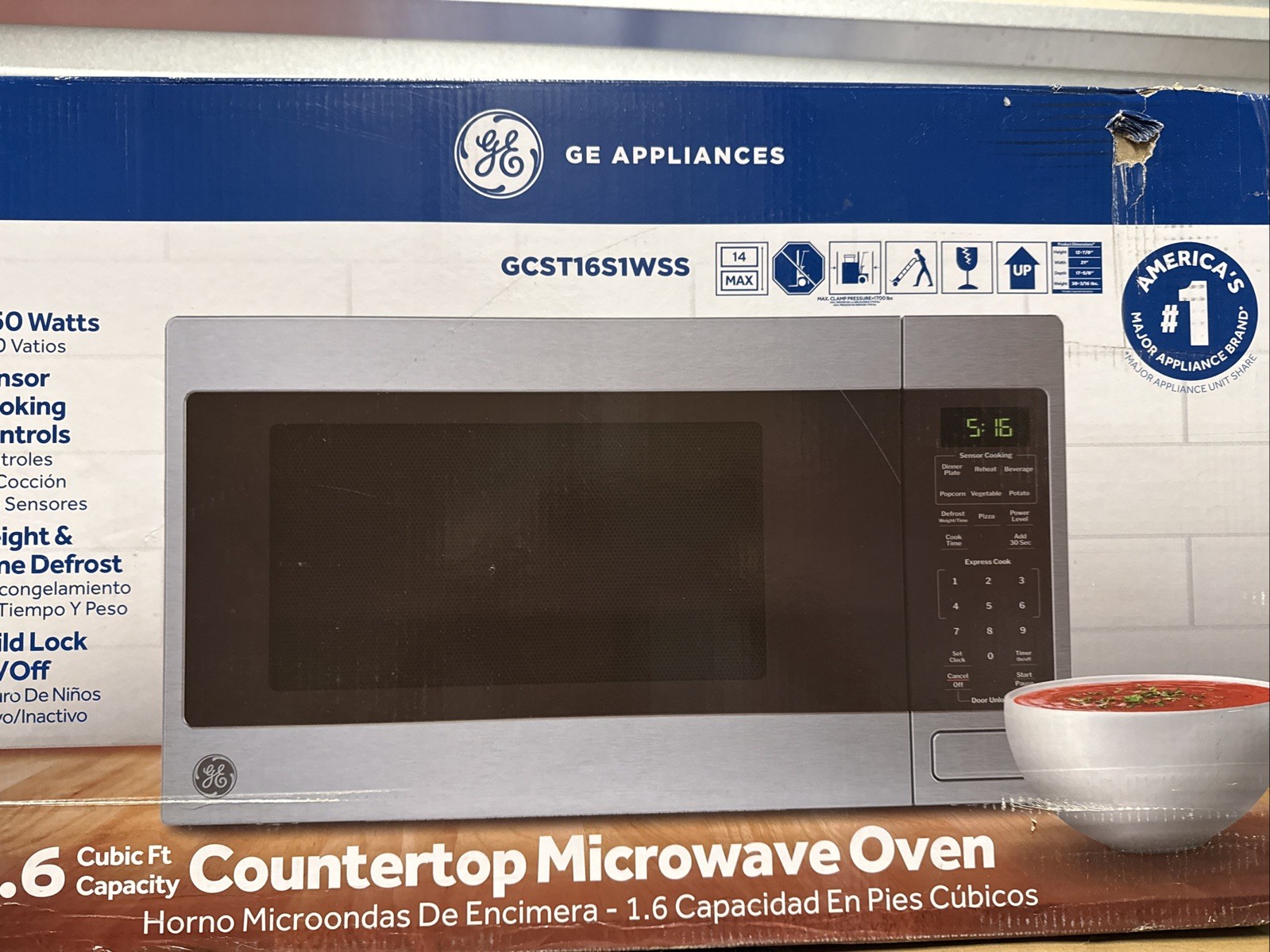 GE 1.6 Cu. Ft. Countertop Microwave Oven GCST16S1WSS